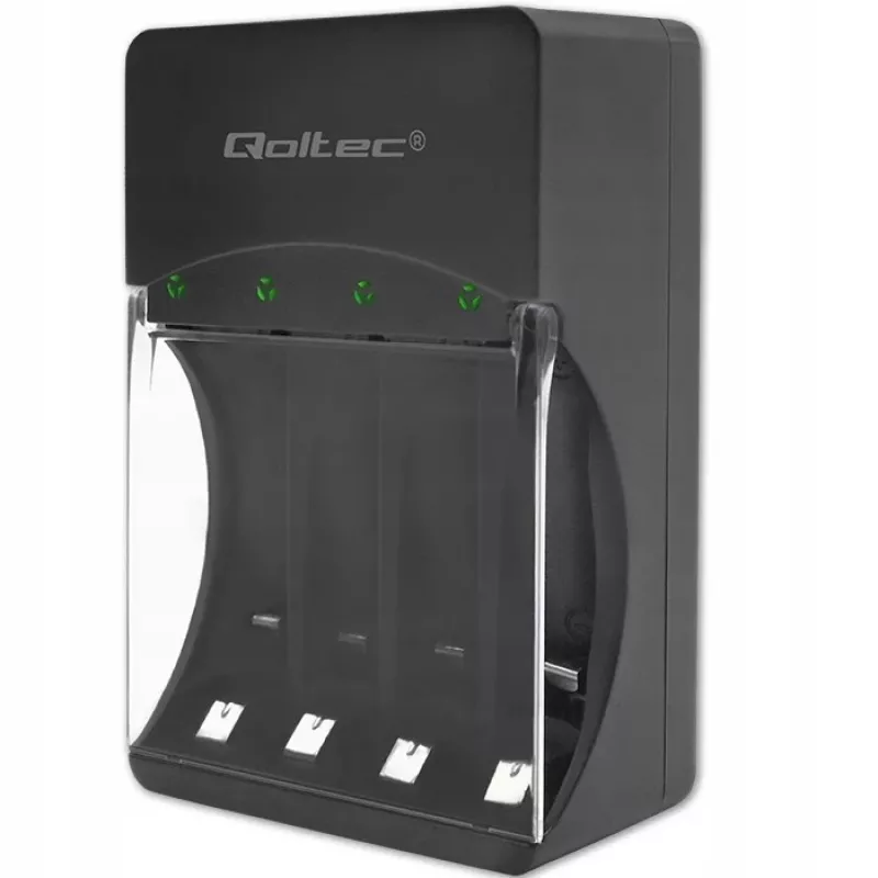Battery charger QOLTEC 50653 for Ni‑MH AAA (R03) and AA (R6) rechargeable batteries, 220–240V input, 1.2V output