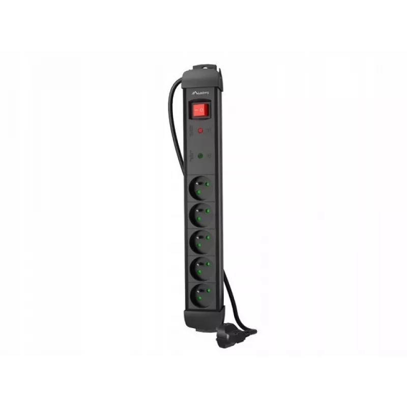 Power strip LANBERG SP1 1.5m — 5x PL sockets, Black