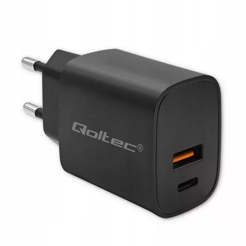 Power adapter QOLTEC 52377 GaN 30W output 5–20V for portable devices