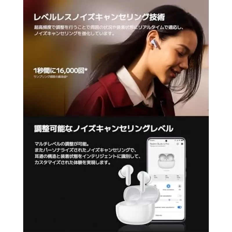 Headset Xiaomi Buds 6 Pro — binaural in-ear wireless earbuds, Bluetooth 5.3, ANC, IP54, 36 h with case, wireless charging, USB-C, Space Black