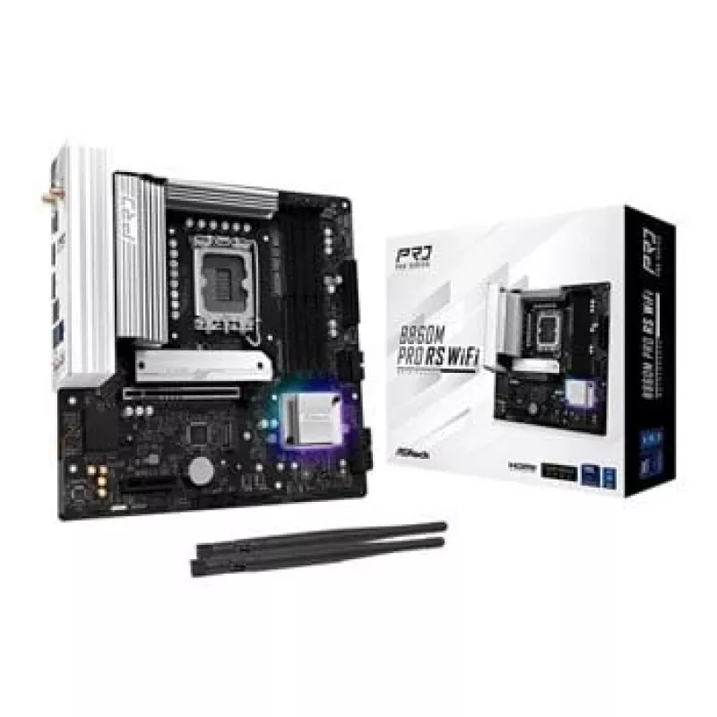 Motherboard ASRock B860M Pro RS WiFi — Intel B860, LGA 1851, micro ATX, DDR5, 4 DIMM, 3x M.2, 2.5Gb LAN, Wi‑Fi, Bluetooth