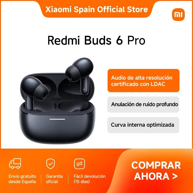 Headset Xiaomi Buds 6 Pro wireless in-ear earbuds, Bluetooth 5.3, ANC, 36h total playtime, charging case 480 mAh, Glacier White