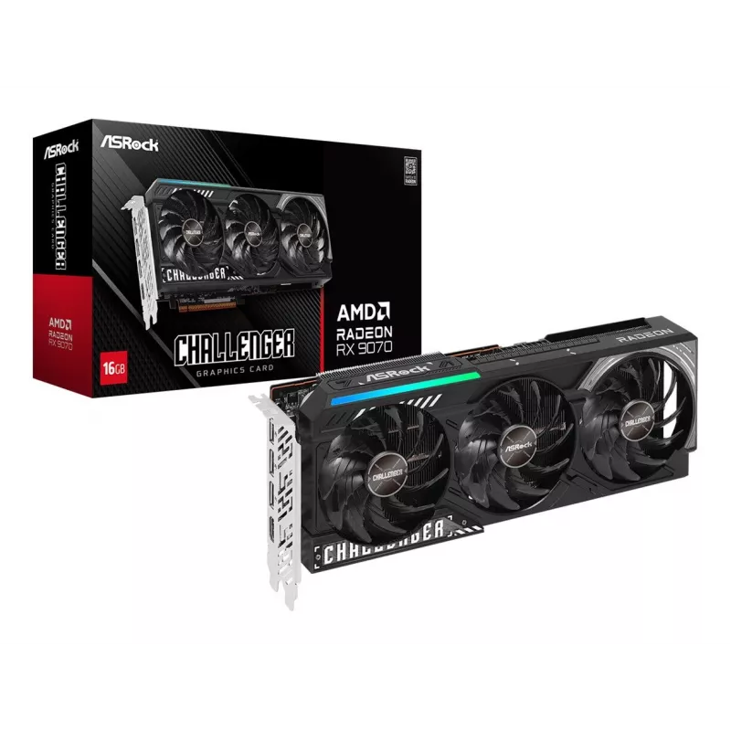 Graphics Card ASRock Challenger Radeon RX 9070 — 16 GB GDDR6, 256-bit, PCIe 5.0, 3x DisplayPort 2.1a + HDMI 2.1b