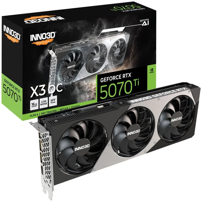 Graphics Card Inno3D GeForce RTX 5070 Ti — 16 GB GDDR7, PCIe 5.0, 256-bit, 3x DisplayPort 2.1b + HDMI 2.1b