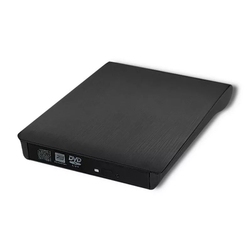 External DVD‑RW drive QOLTEC 51857 — USB 3.0, SATA interface, DVD±R 8x, DVD±RW 4x, DVD‑RAM 5x, CD 24x, black