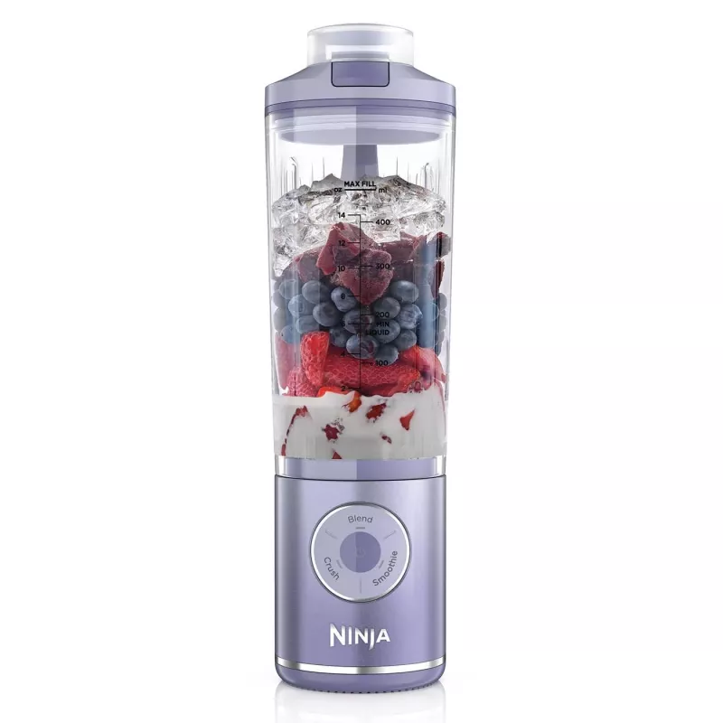 Portable blender Ninja BC251EULD — 0.57 L bowl, battery 11.1 V, stainless steel blades, lavender/transparent