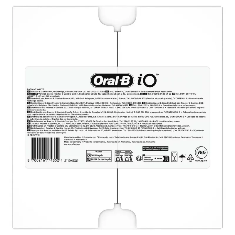 Oral-B IO Series Radiant White Original Brush Heads for Teeth Whitening 8