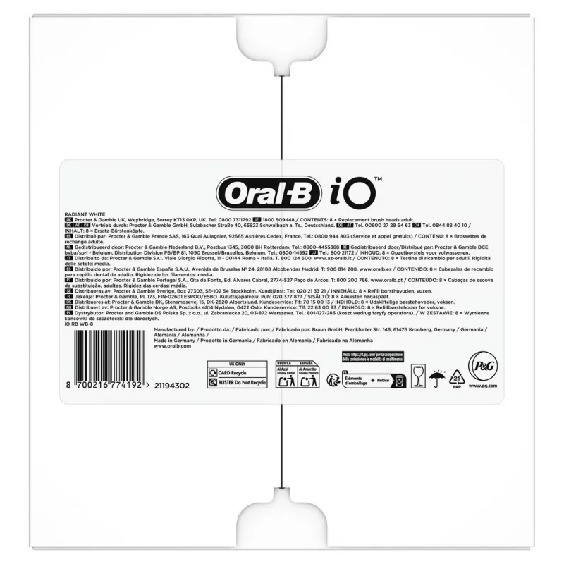 Oral-B IO Series Radiant White Black Original Brush Heads for Teeth Whitening 8