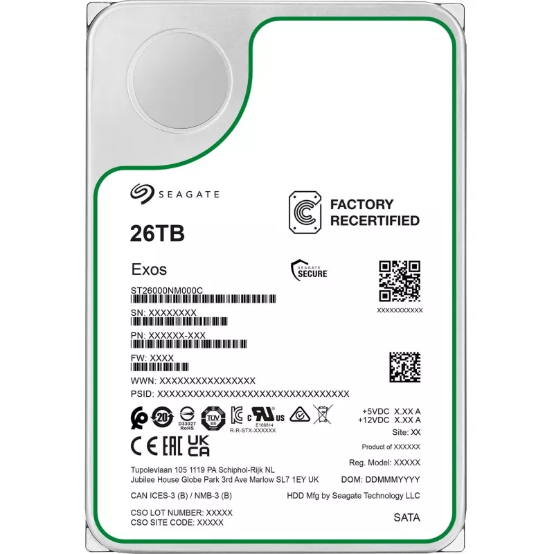 3.5 inch SEAGATE Exos 26TB SATA Enterprise HDD recertified