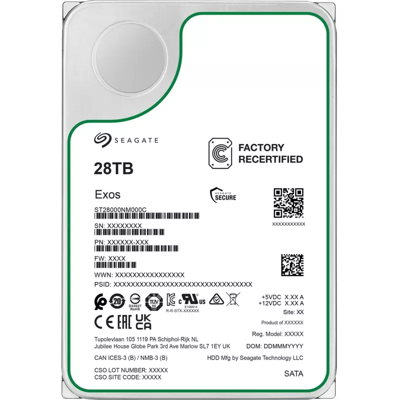 HDD SEAGATE Exos 3.5 inch 28TB SATA RECERTIFIED, model ST28000NM000C-REC