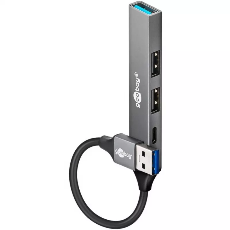 Goobay Slim 4-Port USB-Hub, USB-A auf USB-C™/USB-A, USB 3.2 (74458)