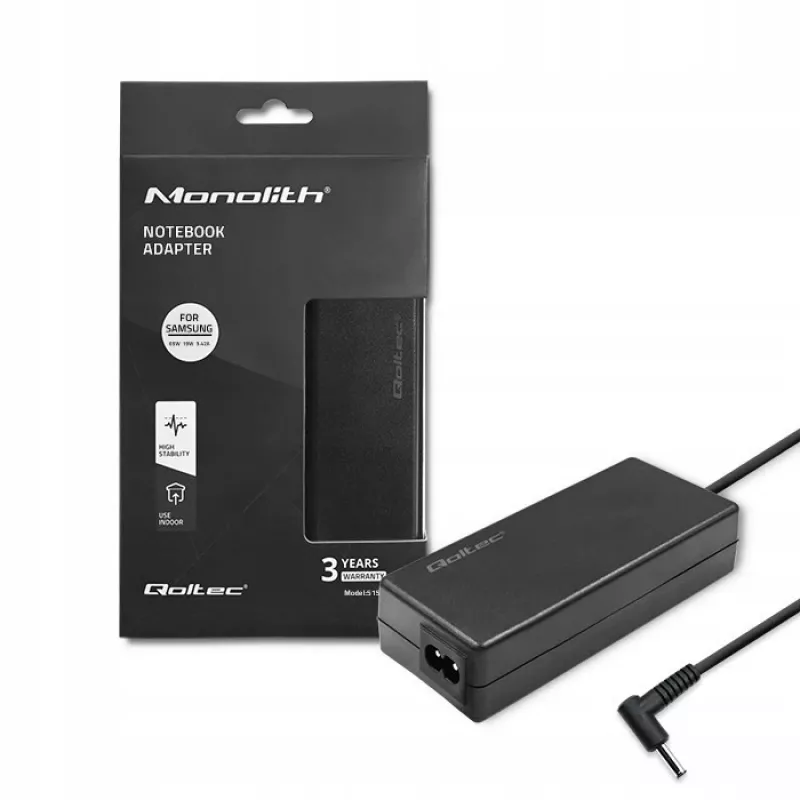 Power adapter QOLTEC 65W 19V 3.42A for laptops and compatible devices