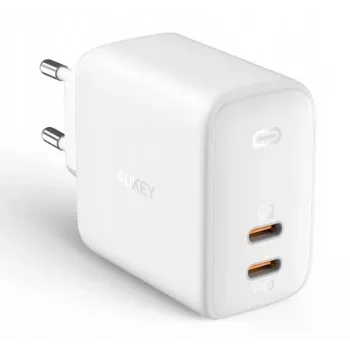 Wall charger Aukey PA-B4 2x USB White GaN – compact USB power adapter with dual USB ports