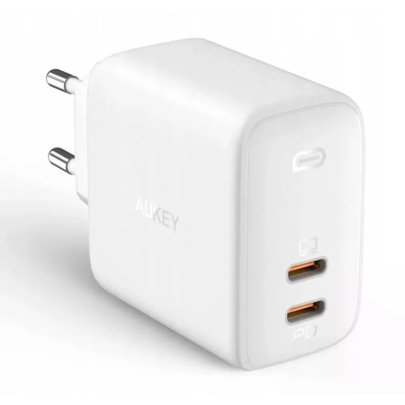 Wall charger Aukey PA-B4 2x USB White GaN – compact USB power adapter with dual USB ports