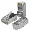 Modular RJ45 connector QOLTEC 54554 CAT5e FTP, 100 pcs, silver, plastic, 11×22×18 mm