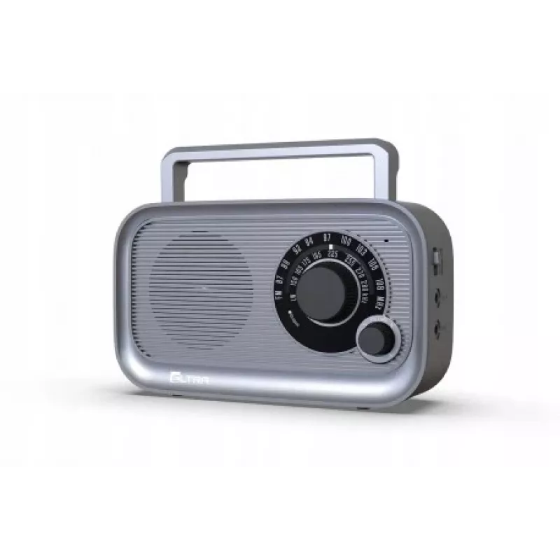 Portable Eltra HANIA gray FM/AM radio, compact design, battery-powered