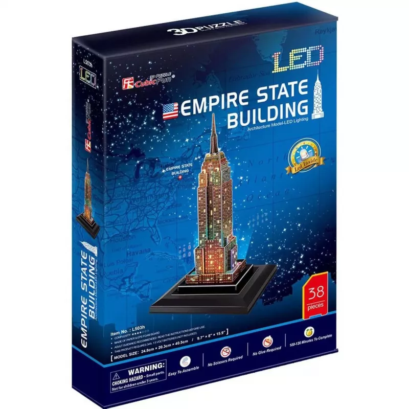 Empire State Building - light-up 3D puzzle with 37 pieces
