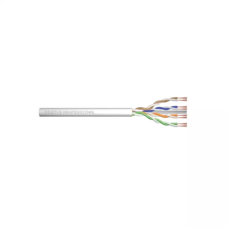 Network Cable Digitus CAT 6 U/UTP twisted pair patch cord raw 100m Grey