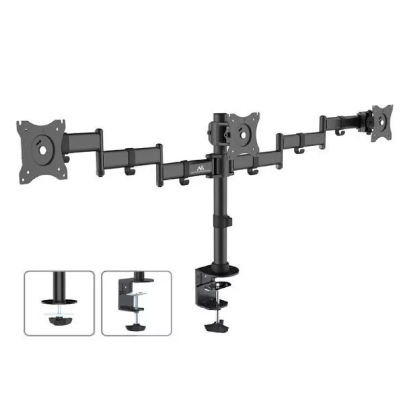 Monitor desk mount MACLEAN MC-691 for 3 monitors — adjustable height and tilt