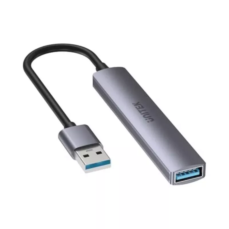 Unitek H1208A USB-A Hub, 4 Ports (1x USB-A 5 Gbps, 3x USB-A 2.0), Aluminium, Silver