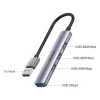 Unitek H1208A USB-A Hub, 4 Ports (1x USB-A 5 Gbps, 3x USB-A 2.0), Aluminium, Silver