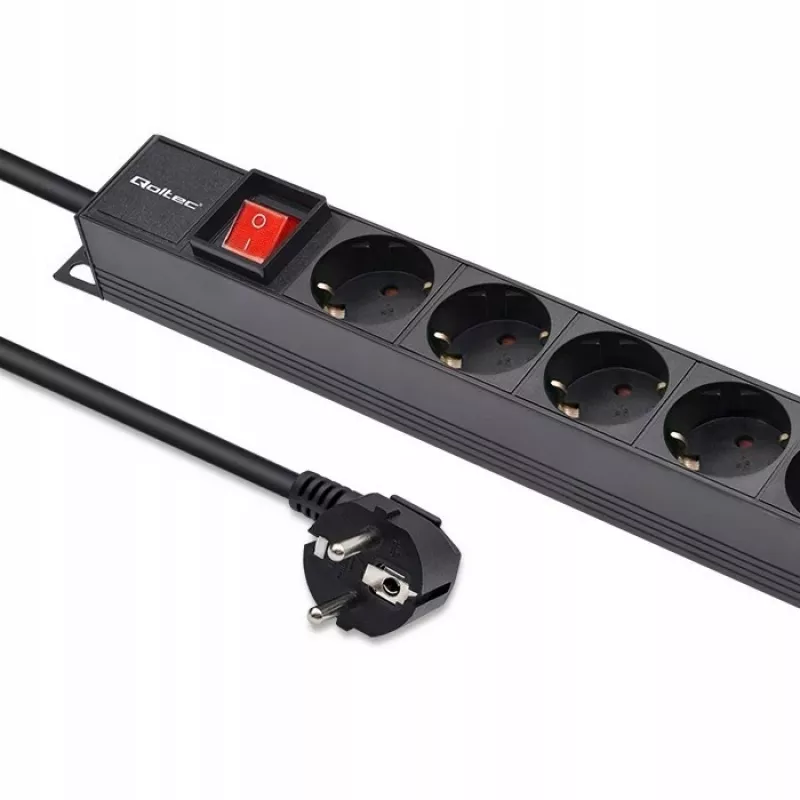 Qoltec Aluminum PDU for RACK | 16A | 16 x Schuko | Vertical | 1.8m