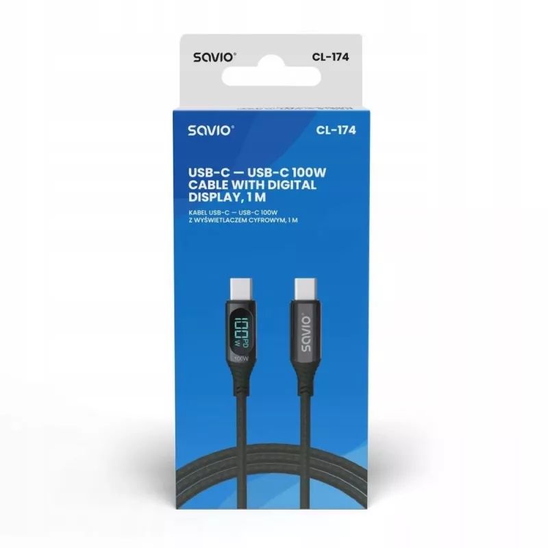 Savio USB-C - USB-C cable CL-174 1m black USB 3.2 Gen 1
