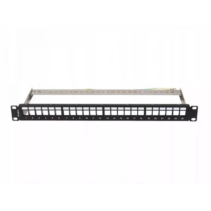 Patch panel empty 24 ports 1U 19 inches ftp for keystone modules black