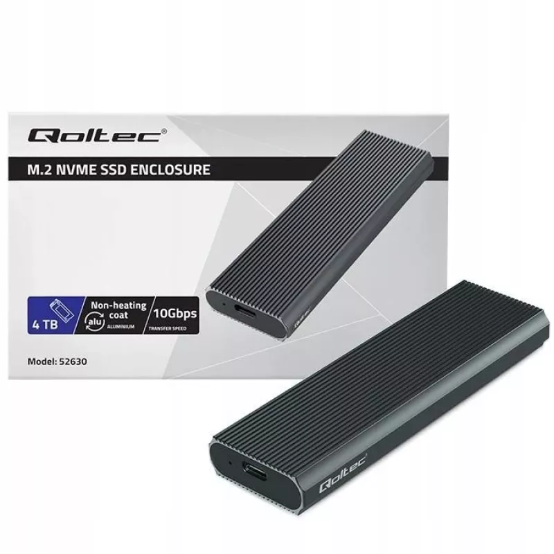 M.2 NVMe SSD enclosure QOLTEC 52630 — USB 3.1 Gen2 10Gb/s, for M.2 NVMe drives