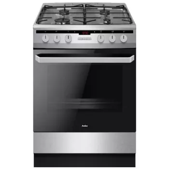 Cooker AMICA 618GES2.33HZpTaF(Xx) 58465 — electric-gas, 4 burners, stainless steel, Energy class A
