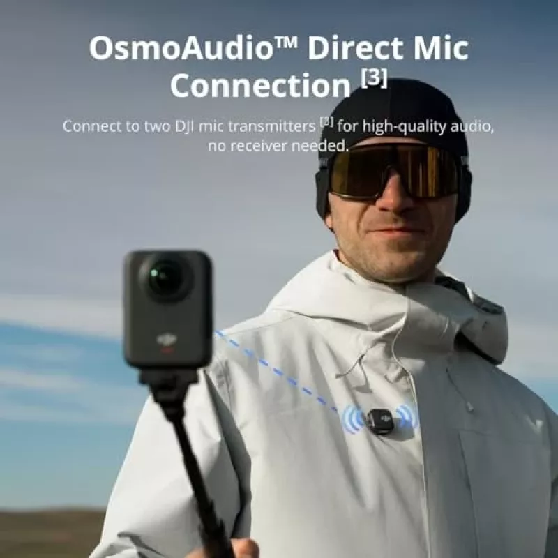 Action camera DJI Osmo 360 Standard Combo — 8K Ultra HD, 120 MP CMOS, 240 fps, electronic stabilization, 2 inch display, MicroSD, 183 g, black