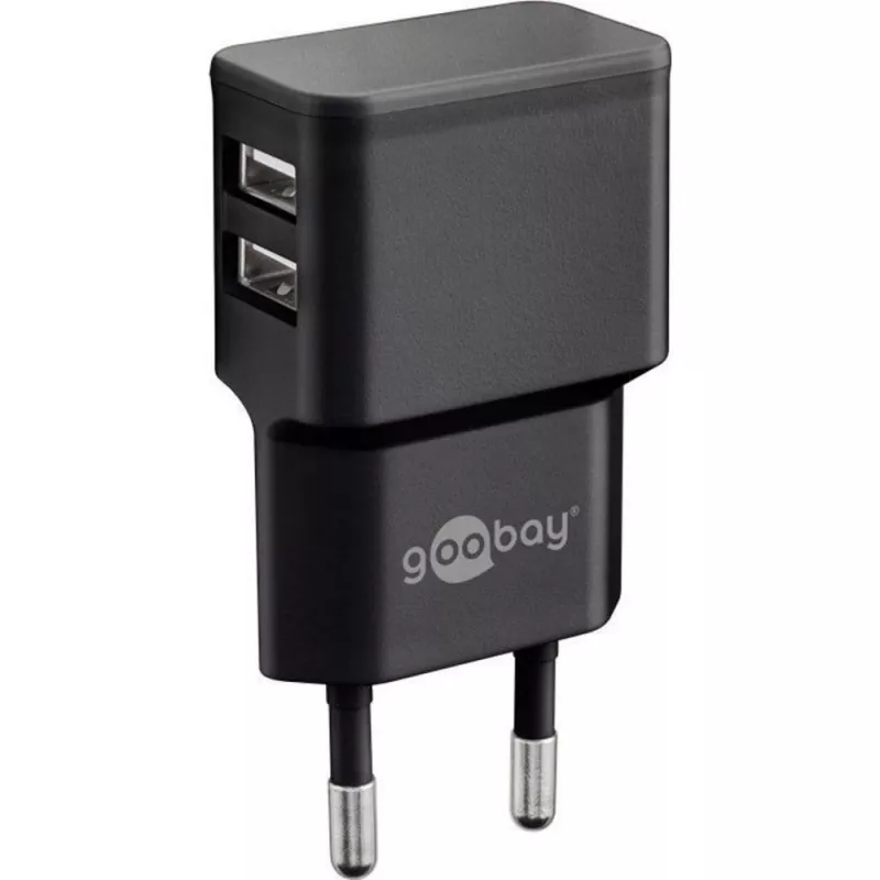 Wentronic goobay Dual USB charger - Power Supply - 12 Watt - 2,4 A - 2 Output Ports (USB) - Black (44951)