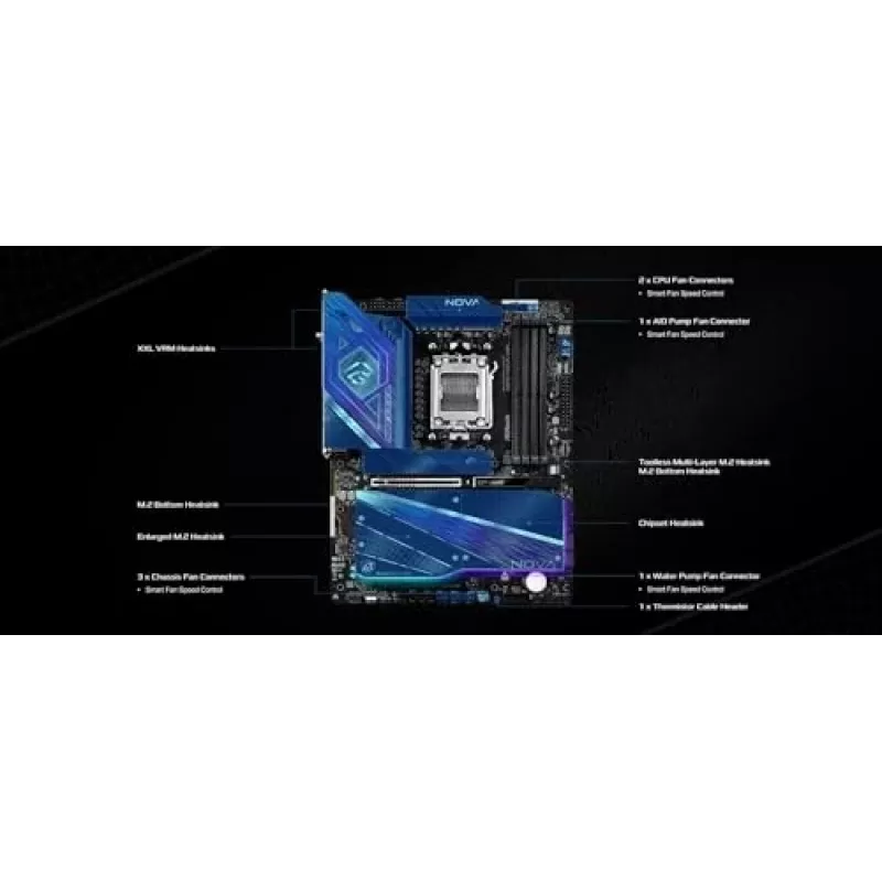 Motherboard ASRock X870 NOVA WIFI — AMD X870, Socket AM5, ATX, 4× DIMM DDR5, 256GB, Wi‑Fi 6E, 2.5GbE