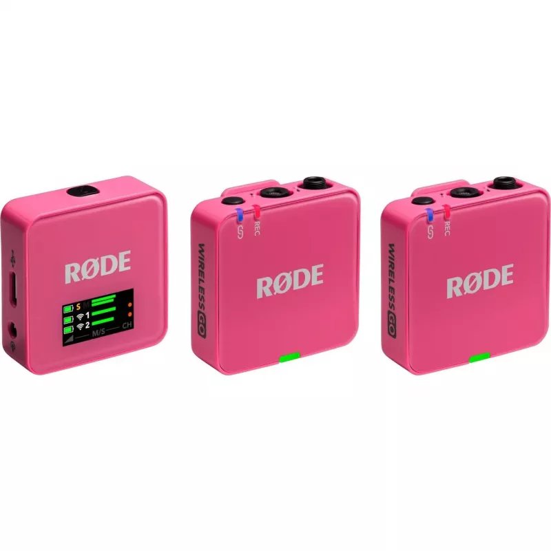 Wireless microphone RODE Wireless GO III Pink — compact dual-channel transmitter and receiver system