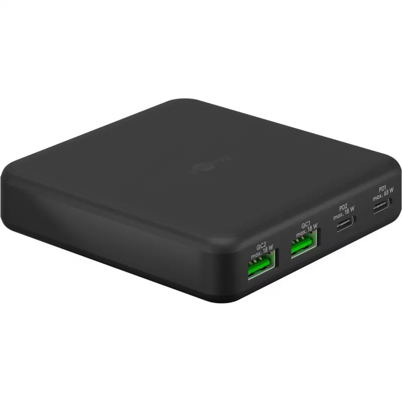 GOOBAY multiport USB-C PD GaN desktop charger 65 W, black