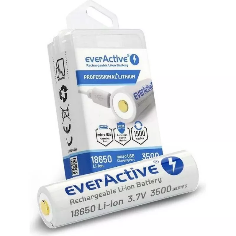 18650 Li-Ion 3.7V everActive 3500mAh battery (1 pc) micro-USB with protection