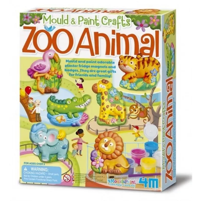 Gypsum Casting Set 4m 4753 — Zoo Animal Molds for Making Plaster Figures