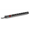 DIGITUS DN-95402 7-Way Aluminum PDU Power Strip with Switch, 2m Cable, 19 inch 1U Rackmount, 16A/4000W