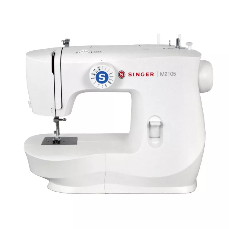 Semi-automatic sewing machine SINGER M2105 — 8 stitch patterns, 4-step buttonhole, free arm, electric, white