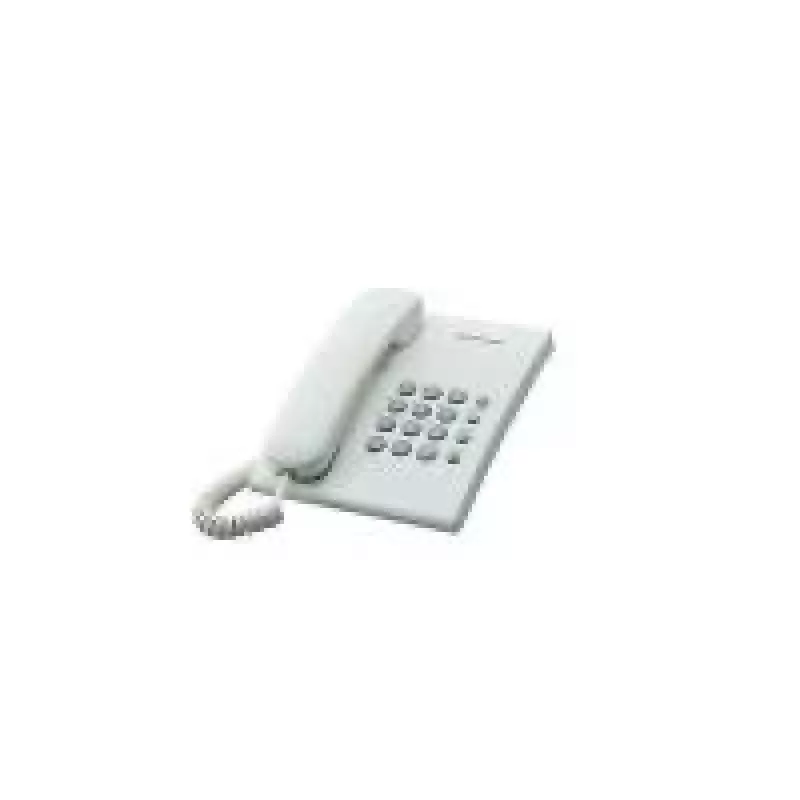 Analog telephone Panasonic KX-TS500PDW — 16 buttons, white, desk/wall mount, 100-entry phonebook