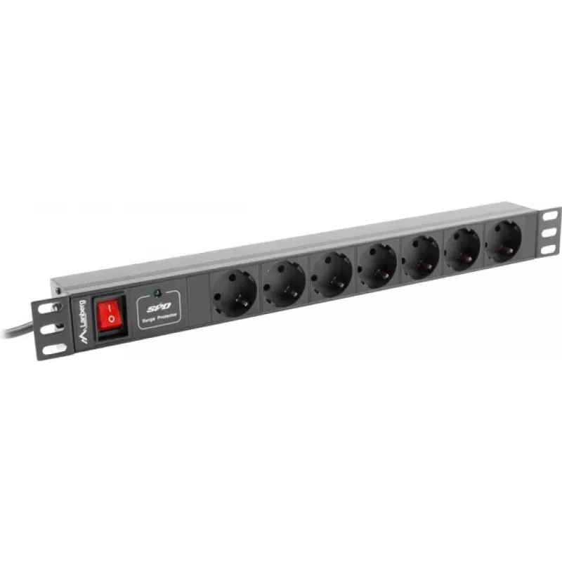 Lanberg | Power Distribution unit (PDU) 19 inch 1U 10A 2M 7X Schuko Outlets | PDU-07F-0200-IEC-BK