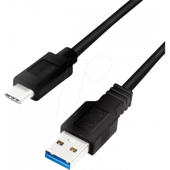 Logilink - USB Cable - USB Type A (W) to USB-C (M) - USB 3.2 Gen 1 - 3 A - 1 m - Black (CU0168)