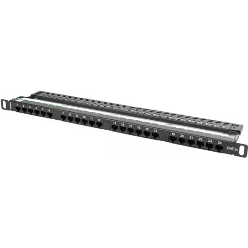 Lanberg PPU5-0024-B 24-Port Cat5e UTP 0.5U 19 inch Rackmount Patch Panel, Black