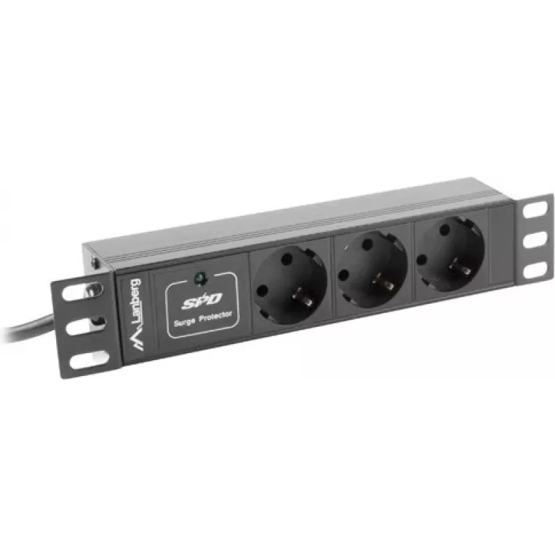 Lanberg PDU-03F-0200-BK Stromverteilereinheit (PDU) 1U Black 3 AC-Outputs (PDU-03E-0200-IEC-BK)
