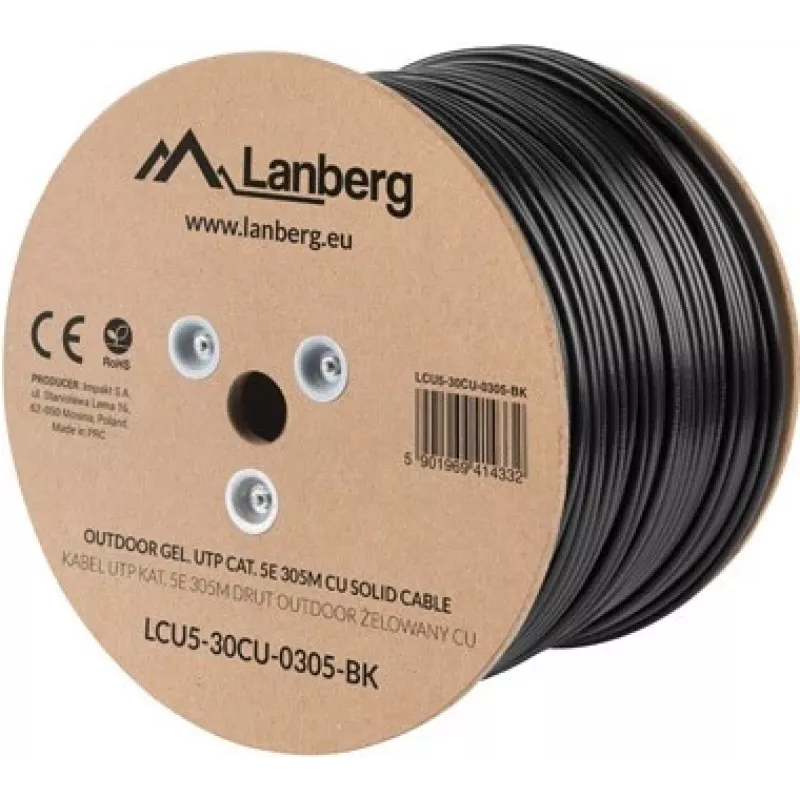 Lanberg LCU5-30CU-0305-BK Network Cable 305 M Cat5e U/UTP (UTP) Black (LCU5-30CU-0305-BK)