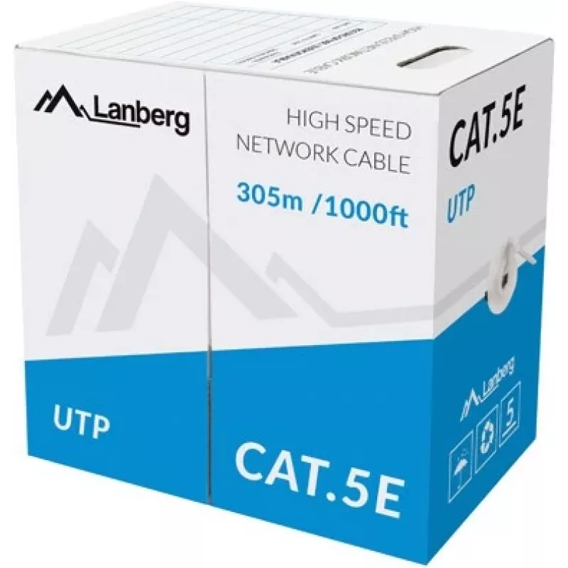 LANBERG networking cable U/UTP Cat5e LCU5-10CC-0305-S, 305 m, CCA conductor, 24 AWG, grey