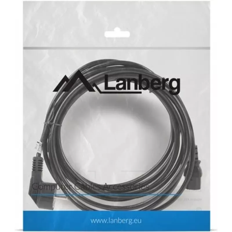 Power cable LANBERG CA-C13C-11CC-0050-BK — 5 m, C13 coupler to CEE7/7, angled C13