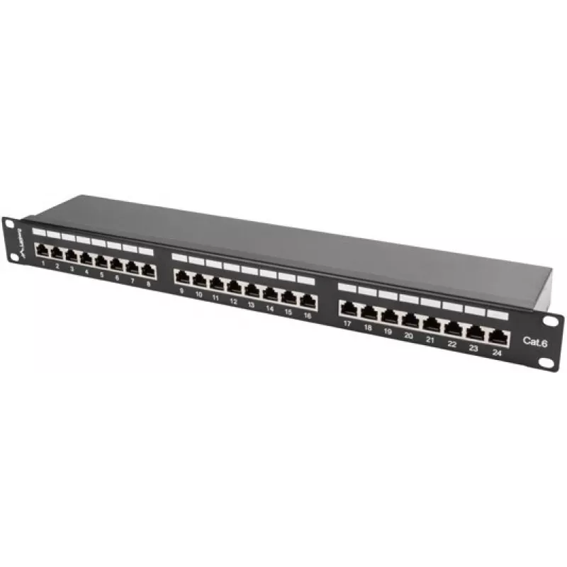 Lanberg PPS6-1024-B 24-Port Cat6 Shielded 1U 19 inch Rackmount Patch Panel, Black