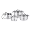 Cookware set LAMART LTSSSET8 – stainless steel boiling set, 4-piece, saucepans 1.5 L / 2.1 L / 2.9 L, glass lids