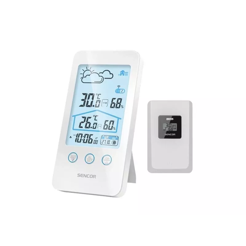 Sencor SWS 3000 W Charging Case Weather Station with Wireless Sensor, White